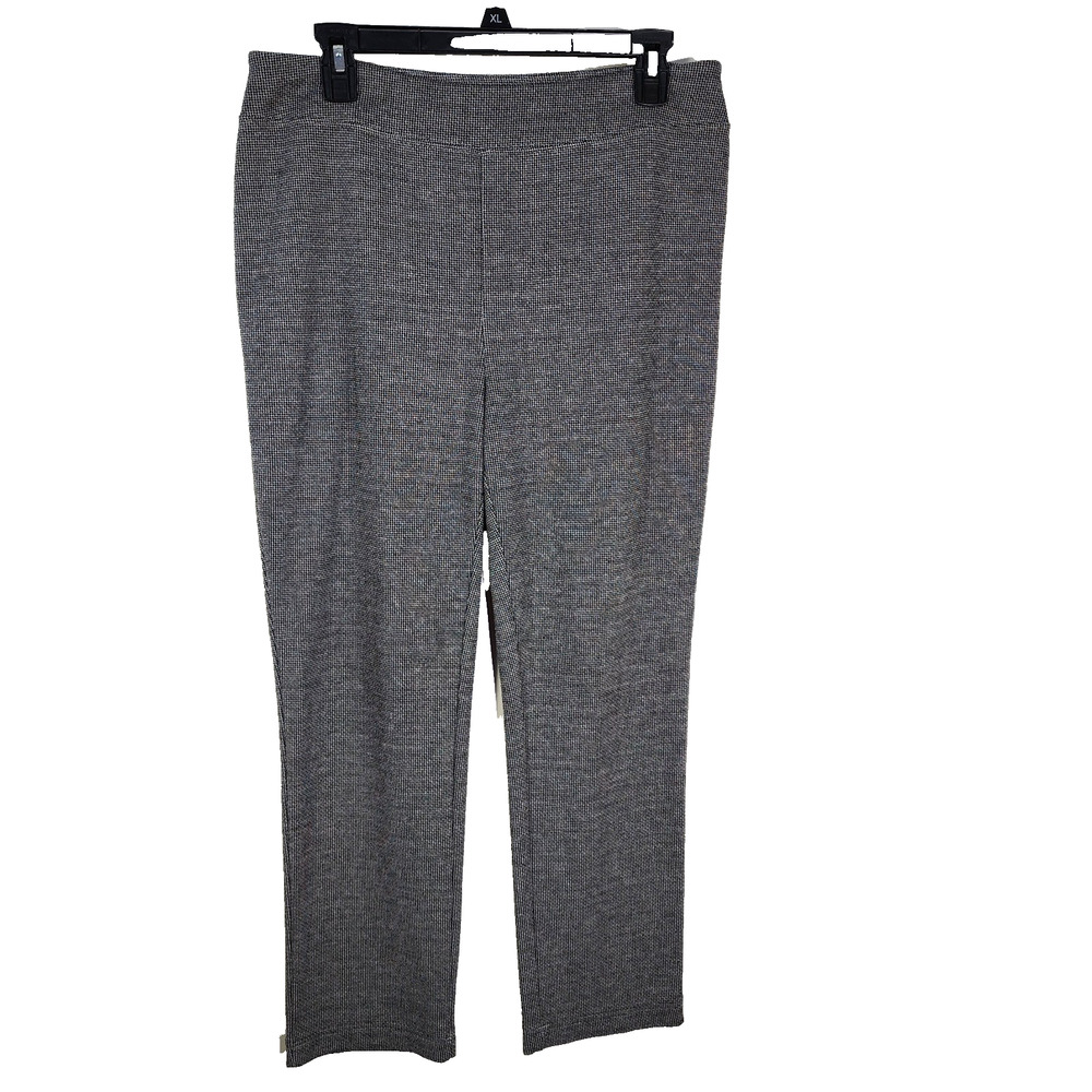 Chico's Pants Womens Size 1 Medium 8 Zodiac Jacquard Pull On Black White Career
